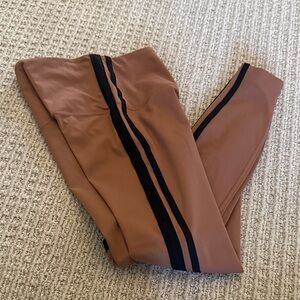 Women's Tan Leggings with Black Stripes